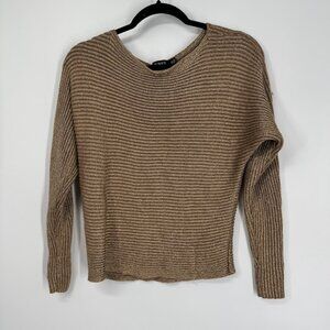 Lauren Ralph Lauren Gold Metallic Ribbed Knit Sweater Size XS